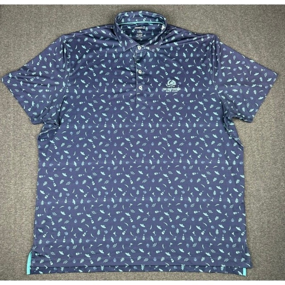 Johnnie-O Mens XXL The Broadmoor Golf Club Polo Shirt Navy Blue Novelty Print